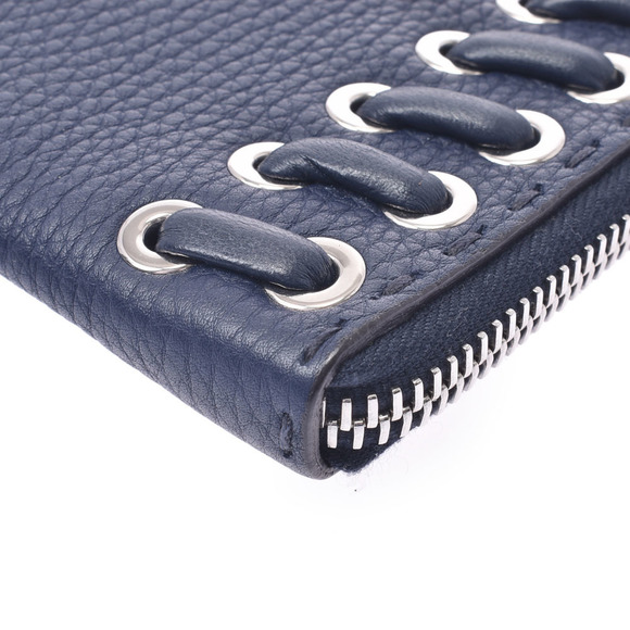 Fendi Flat Bag Blue Navy Pouch Calf Clutch - Picture 5 of 12